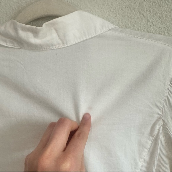 James Perse Womens Size 2 Medium White Sheer Slub Side Panel Shirt Minimal Boho - Picture 8 of 11